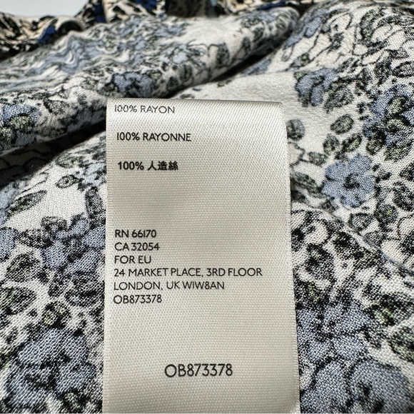 Free People Blue and Cream Floral Mini Dress L | Romantic Cottagecore Boho - Picture 9 of 10